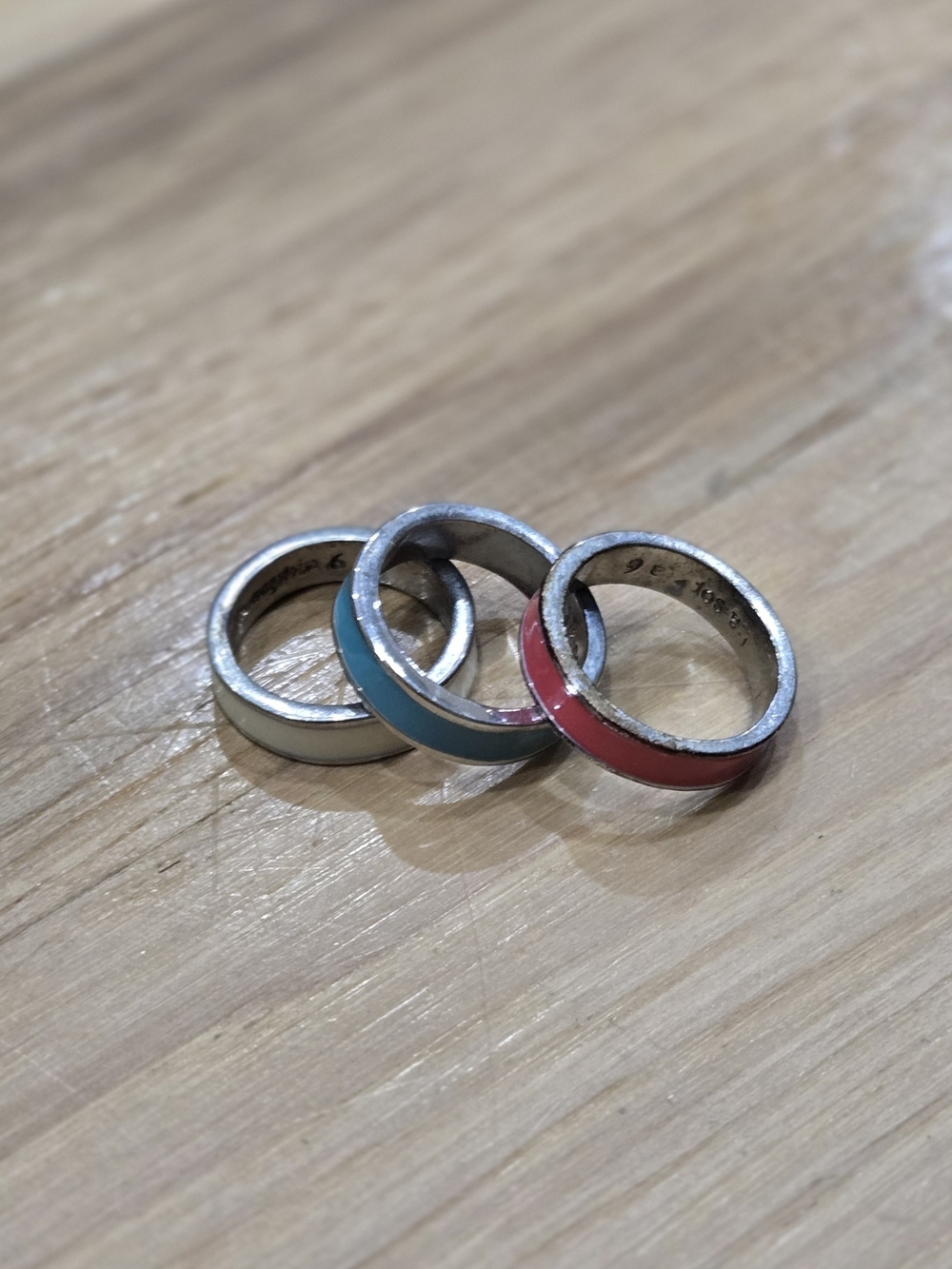 Lia Sophia Stackable Rings - Pink, Turquoise, White Size 6